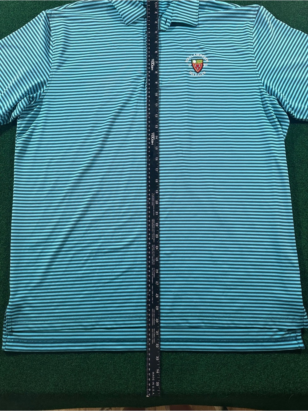 Men's Peter Millar, Royal Aberdeen Golf Club Blue Striped Polo Shirt, XL - Picture 5 of 6